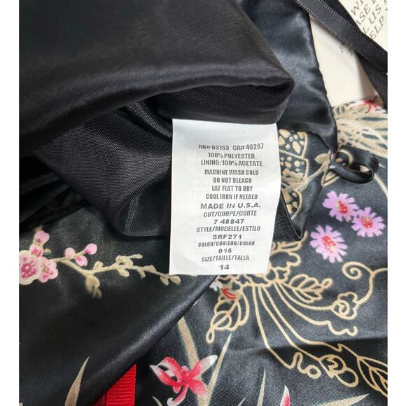 VTG CDC Rampage Asian Floral Print Satin Dress Sz 14 NWT Cocktail Party Wedding - Picture 6 of 11